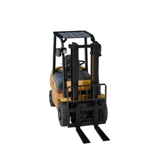 Modelo 3D de carretilla elevadora lista para juegos, vista de estudio a tres cuartos, activo de vehículo listo para producció