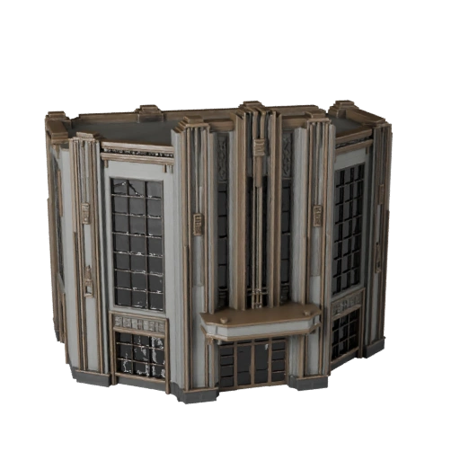 Modèle 3D de Façade Art Déco Low Poly pour Asset de Jeu Temps Réel