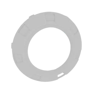 Render 3D de un componente circular futurista con un vacío central, con ranuras detalladas y un borde exterior segmentado sob