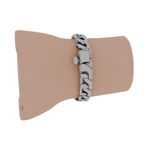 Diamond Tennis Cuff Bracelet 3D model, three-quarter studio product render, diamond setting.
