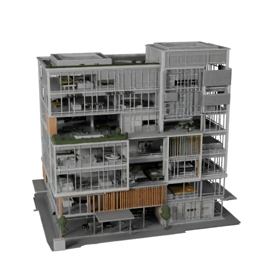 Modelo 3D de Edificio de Oficinas Coworking para Unreal - Activo en Tiempo Real