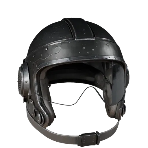 Pilot Visor Helmet Stylized 3D model, stylized isometric render, showing metal, head-worn scale.