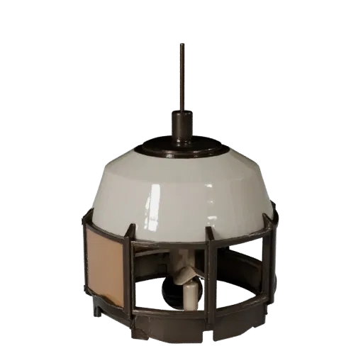 Art Deco Pendant Lamp Stylized 3D model, home interior, stylized isometric render, metal detail.