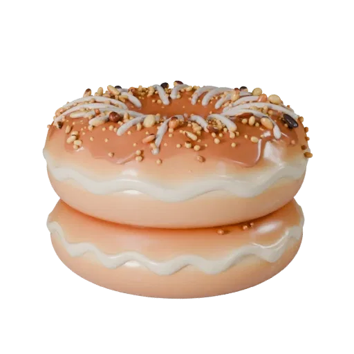 Glazed Donut Stack 3D model, three-quarter front view, Unity viewport, showing cream, sweet food silhouette.