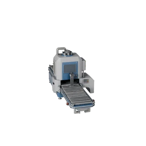 Inspection Packing Machine High Poly 3D model, close-up studio render, showing painted steel, machine stations.