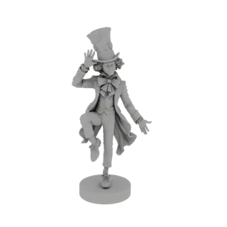 3D model of the Mad Hatter character in a whimsical, dynamic pose, wearing his signature top hat and attire.