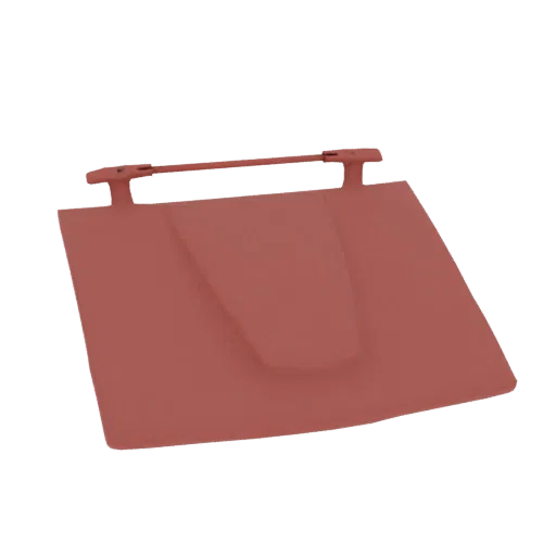 3D model render of a car sun visor with mounting brackets, presented against a black background.
