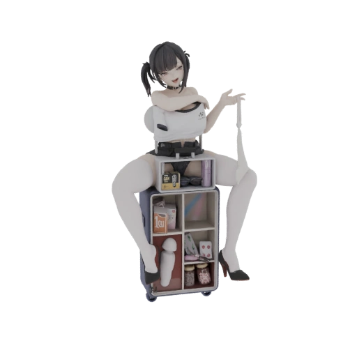 Anime Girl with Suitcase Diorama
