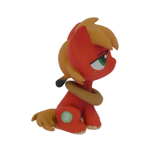 Modello 3D di Big Macintosh da My Little Pony, seduto, rivolto verso destra, con criniera e coda visibili.