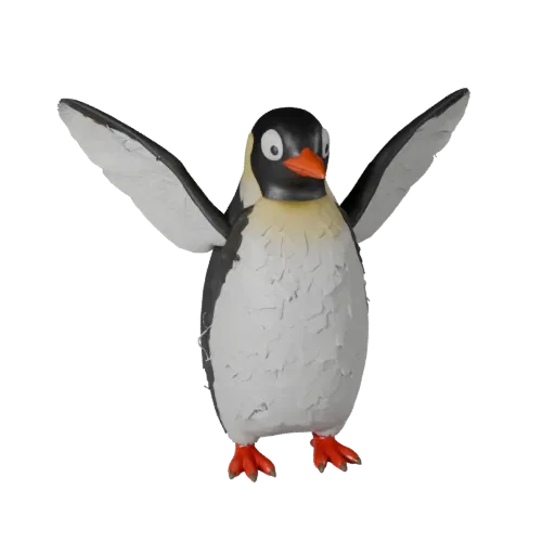 Modelo STL de Pinguim High Poly, vista de exibição isométrica, figura animal pronta para impressão com detalhamento de cauda,