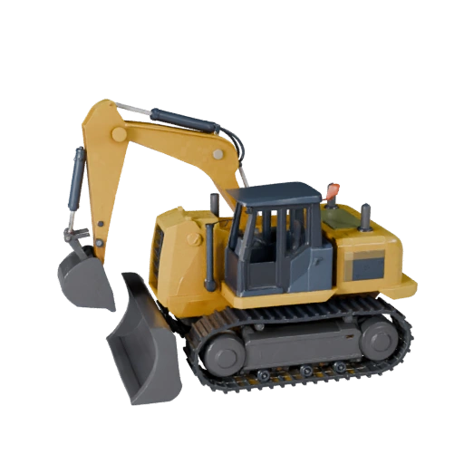 Modello 3D Bulldozer Cartone Animato per Giochi Stilizzati Asset PBR