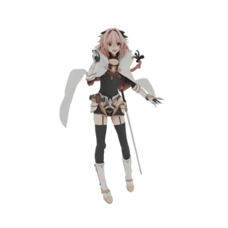 Modèle 3D d'Astolfo de Fate/Apocrypha en tenue Saber, adoptant une pose dynamique avec une épée.