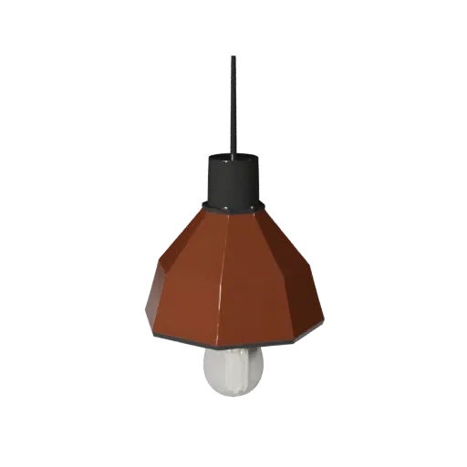Minimal Pendant Lamp Low Poly 3D model, home interior, game viewport three-quarter view, metal detail.