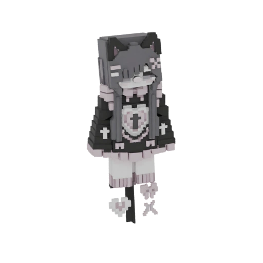 Gothic Catgirl Voxel Character