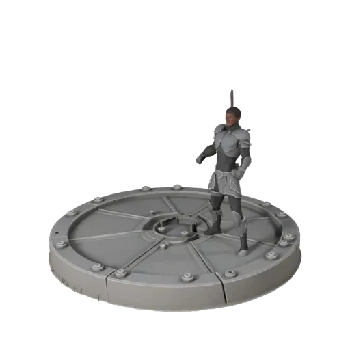 Industrial Round Base modular kit 3D model preview showing rim shape, top-down kitbash view, height and ground texture