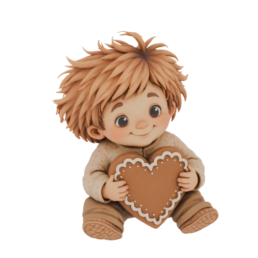 Cute Boy Holding Heart Cookie 3D Model