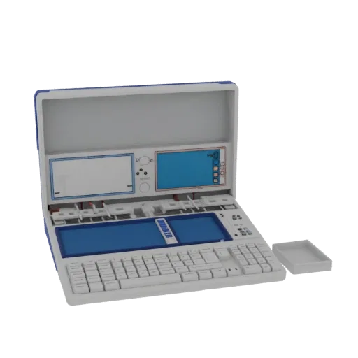 Startup Keyboard Printable 3D model, isometric STL render, showing plastic, desk-scale silhouettes.