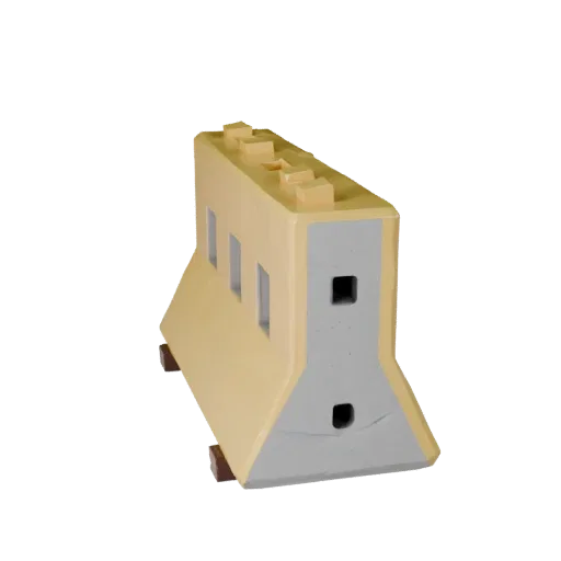 Site Safety Traffic Barrier Low Poly 3D model, game viewport three-quarter view, showing concrete, form detail.