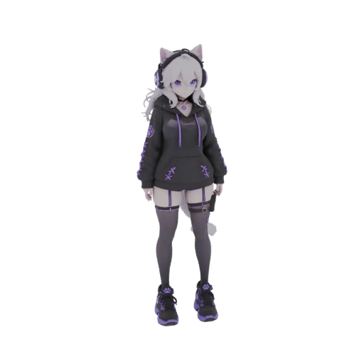 Anime Cat Girl Hoodie 3D Model