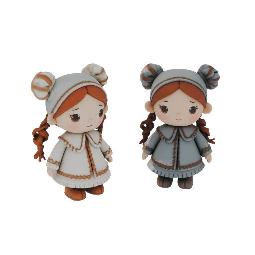 Two Cute Dolls in Winter Coats