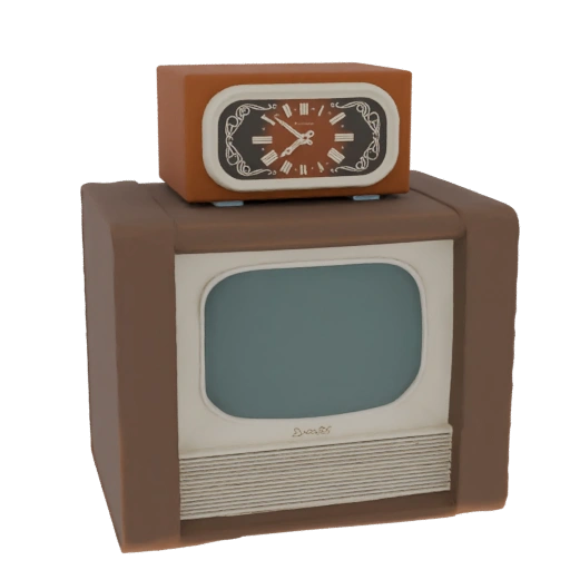 Retro TV and Clock Set 3D Model