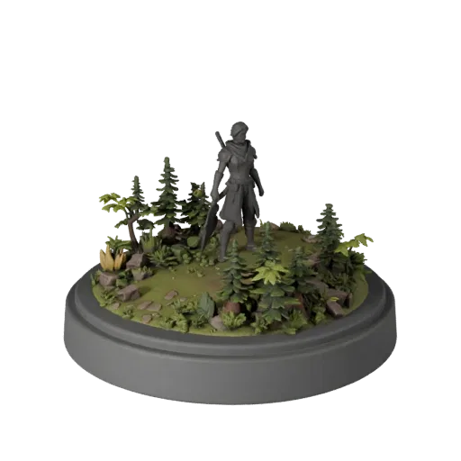 Forest Miniature Scene collectible 3D model preview showing layered parts, studio close-up view, depth and display scale