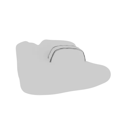 A minimalist hat 3D model with a smooth, light gray surface and a simple, elegant silhouette.