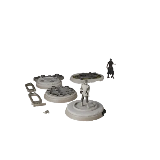 Snow Round Base modular kit 3D model preview showing rim shape, top-down kitbash view, height and ground texture