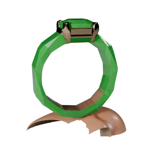 Emerald Ring game ready 3D model, studio profile shot, highlighting ring seams, edges, and finish layers.