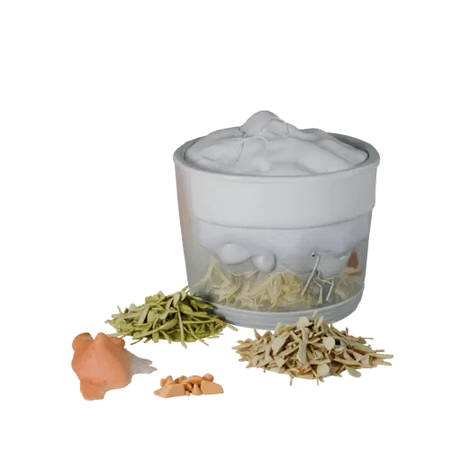 Spice Herb Bundle 3D model, three-quarter front view, AR viewer studio render, showing powders, small ingredient shapes.