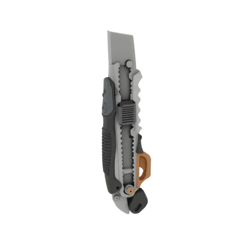 Insulated Utility Knife Printable 3D model, isometric STL render, showing painted metal, clear grip zones.