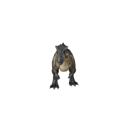 Modello 3D Therizinosaurus Low Poly, vista laterale della telecamera di gioco, asset animale low-poly con profilo della masce