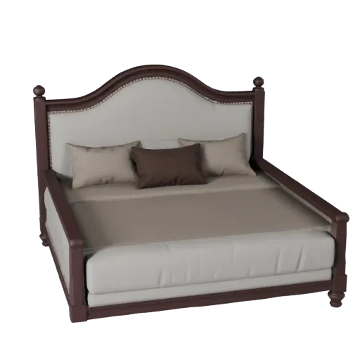 Canopy Daybed render detail 3D model, turntable hero render, with clean topology and PBR shading on the bed.