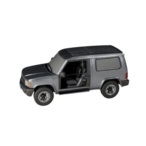 Modelo 3D de camioneta, vista de juego a tres cuartos, activo de vehículo listo para Unreal Engine con masas de vehículo func