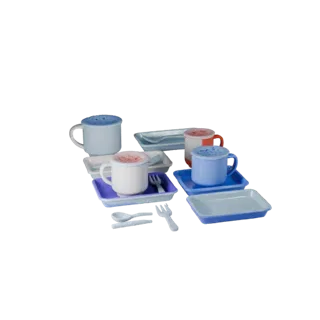 Picnic Tea Service Printable 3D model, isometric STL render, showing ceramic, arranged serving layout.
