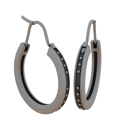 Hoop Earring scene ready 3D model, close-up hero shot, showing earring silhouette and surface contrast.
