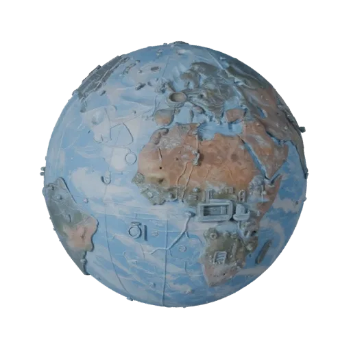 Ice Planet Modular 3D model, isometric modular kit view, showing rock, spherical body scale.