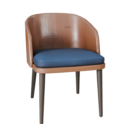Modern Dining Chair Stylized 3D model, dining room, stylized isometric render, wood detail.