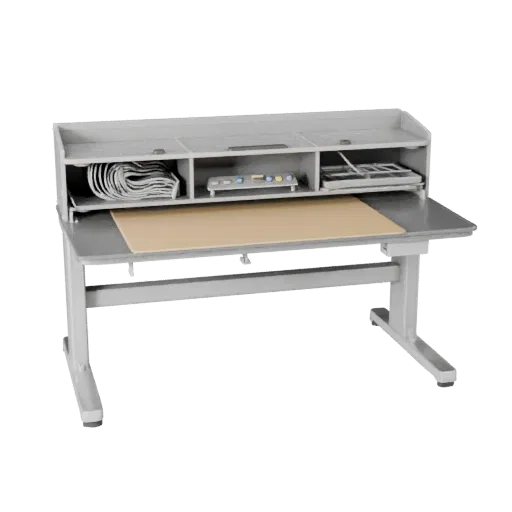 Startup Desk Organizer Realistic 3D model, three-quarter studio render, showing plastic, desk-scale silhouettes.