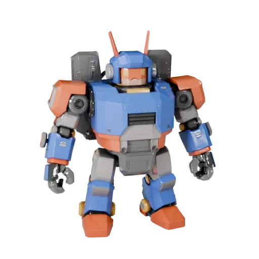 Vinyl Robot Figurine low poly 3D model preview showing pose, three-quarter game view, toy proportion and material detail