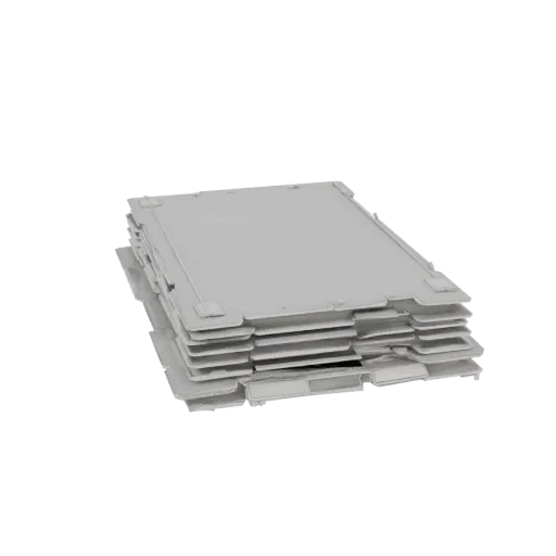 3D model of a stack of thin plates 250x250x1 mm, side view