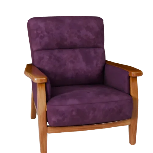 Velvet Lounge Chair High Poly 3D model, home interior, close-up studio render, wood detail.