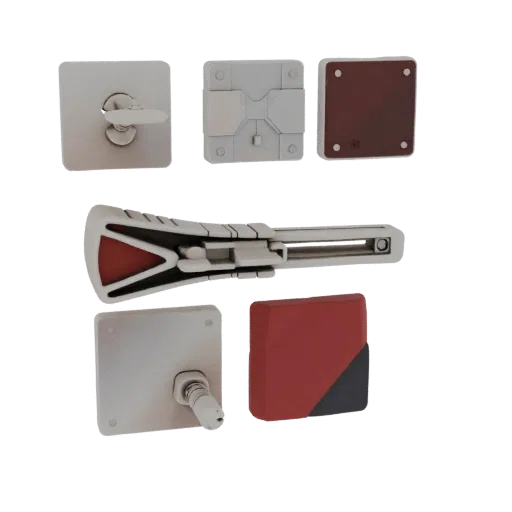 Square Tie Clip render detail 3D model, isometric studio render, highlighting cufflink form and finish detail.