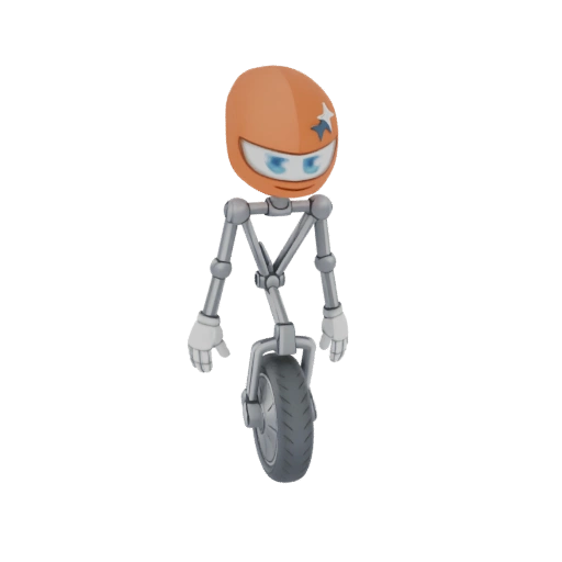 Orange Helmet Robot Unicyclist 3D Model