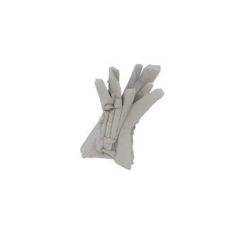 A 3D model of a jagged, light gray rock formation with sharp, angular protrusions and textured surfaces, set against a black