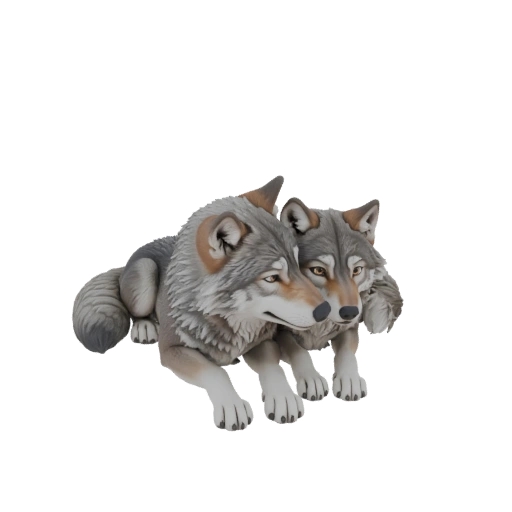 Modello 3D Due Lupi Sdraiati