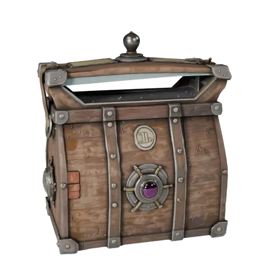 Royal Coin Pouch Realistic 3D model, three-quarter studio render, showing aged wood, clear pickup silhouette.