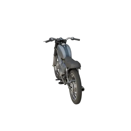 Modèle 3D de Moto Vintage, vue de jeu en trois quarts, atout véhicule prêt pour Unity avec géométrie de cadre classique, form