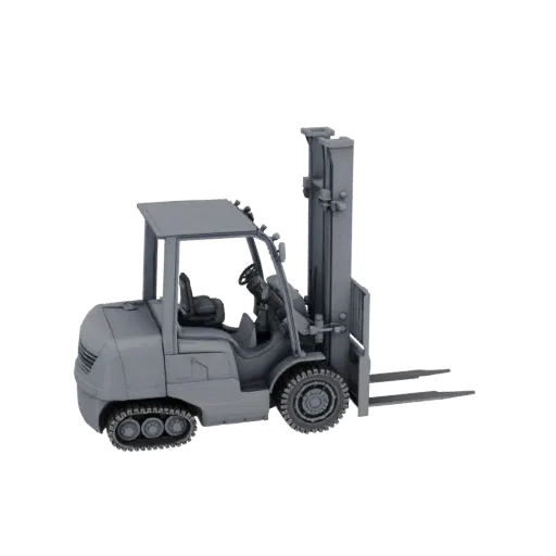 Roadwork Forklift Printable 3D model, isometric STL render, showing painted steel, large mechanical silhouettes.