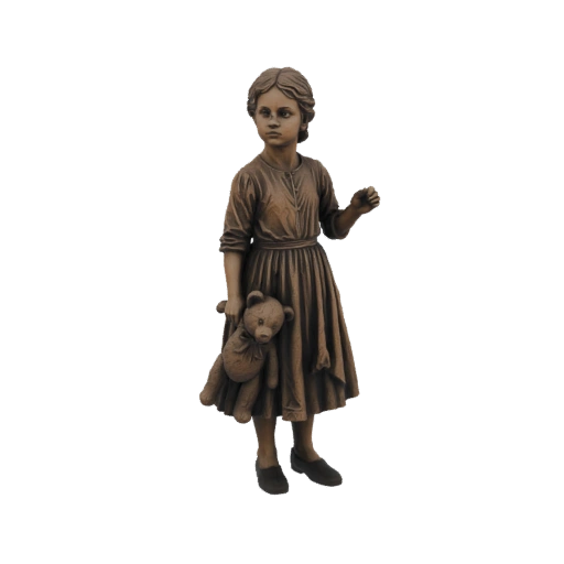 Bronze Girl with Teddy Bear Statue